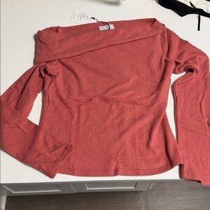 Reformation One-Shoulder Sweater in Rosewood